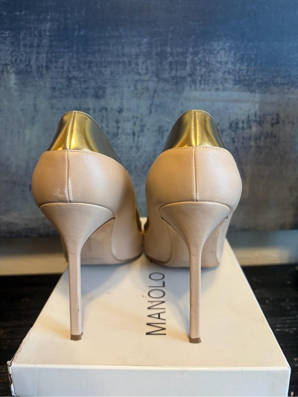 Manolo Blahnik Nude & Gold Pumps β Size 10 - Picture 13 of 16
